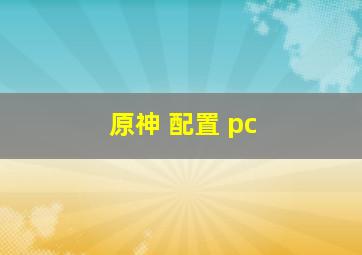 原神 配置 pc